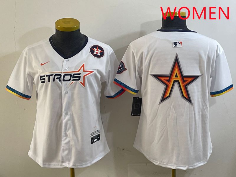 Women Houston Astros Blank White Fourth generation Joint Name 2025 Nike MLB Jersey style 7->women mlb jersey->Women Jersey
